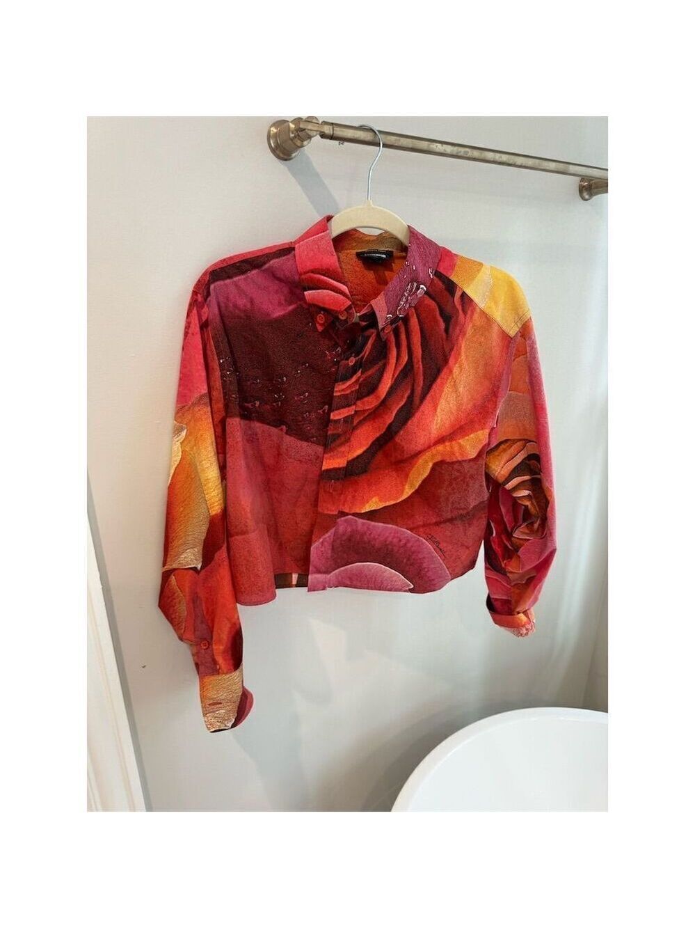 Just Cavalli Women's Floral Print Long Sleeve Blouse Multicolor Size 44 - Picture 4 of 7